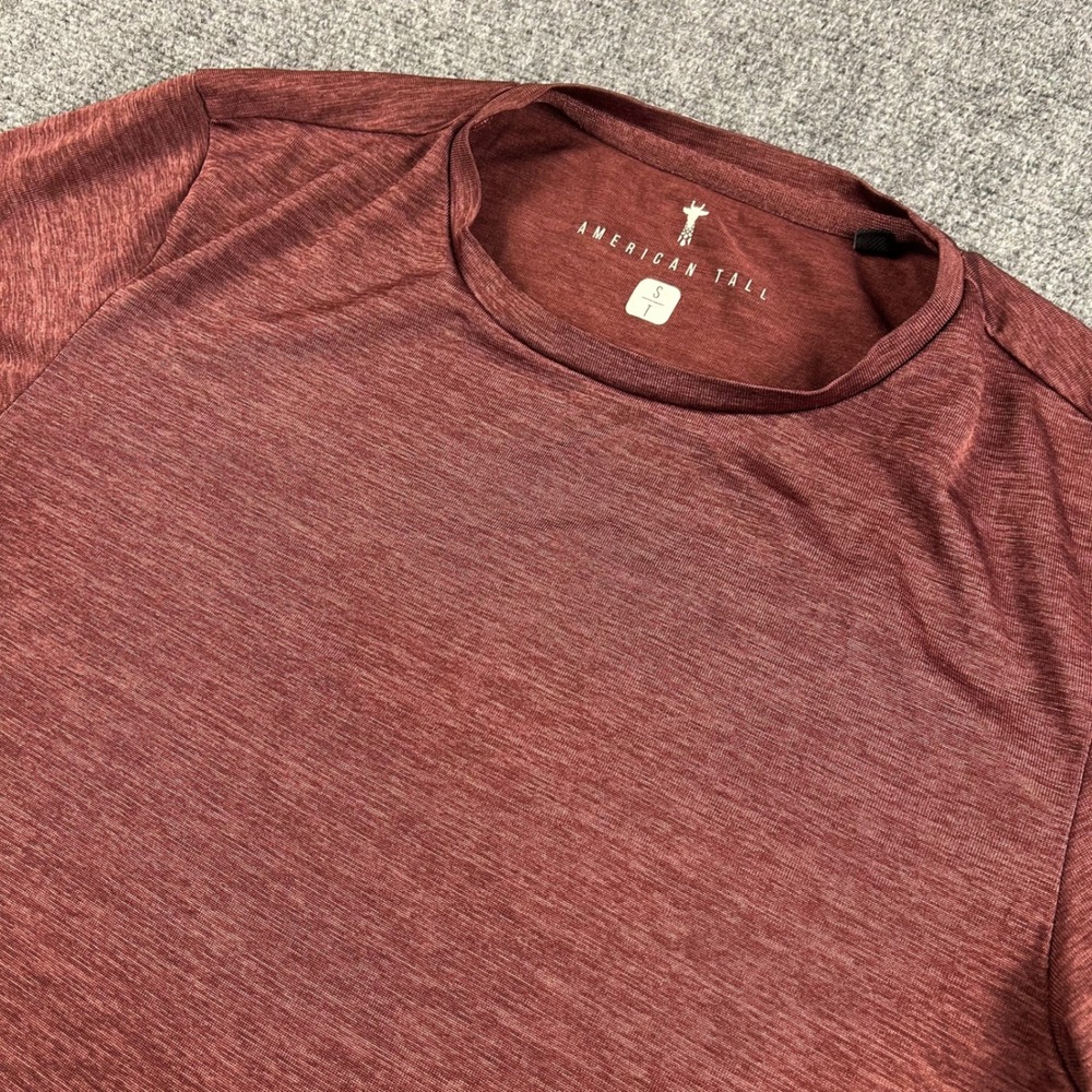 American Tall Mens Small Tall Maroon Space Dye Active T-Shirt